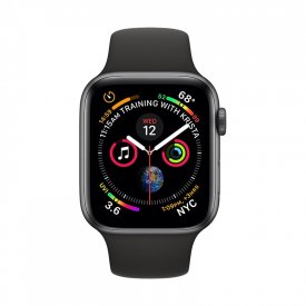 اپل واچ سری 4 مدل 44mm بدنه آلومینیوم به رنگ مشکی با بند سیلیکونی