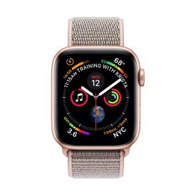 اپل واچ سری 4 مدل 40mm با بدنه آلومینیوم طلایی و بند اسپرت لوپ صورتی