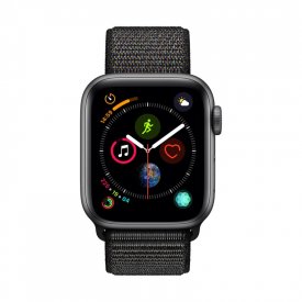 اپل واچ سری 4 مدل 40mm با بدنه آلومینیوم خاکستری و بند اسپرت لوپ مشکی