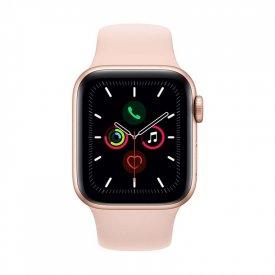اپل واچ سری 5 مدل 40mm بدنه آلومینیوم به رنگ طلایی با بند سیلیکونی