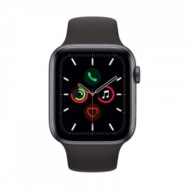 اپل واچ سری 5 مدل 44mm بدنه آلومینیوم به رنگ خاکستری با بند سیلیکونی