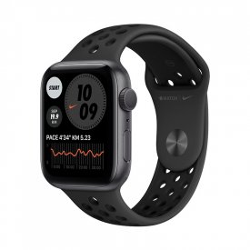 اپل واچ سری 6 مدل نایک 44mm بدنه آلومینیوم به رنگ مشکی با بند سیلیکونی