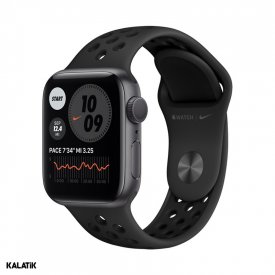 اپل واچ سری 6 مدل نایک 40mm بدنه آلومینیوم خاکستری با بند اسپرت مشکی