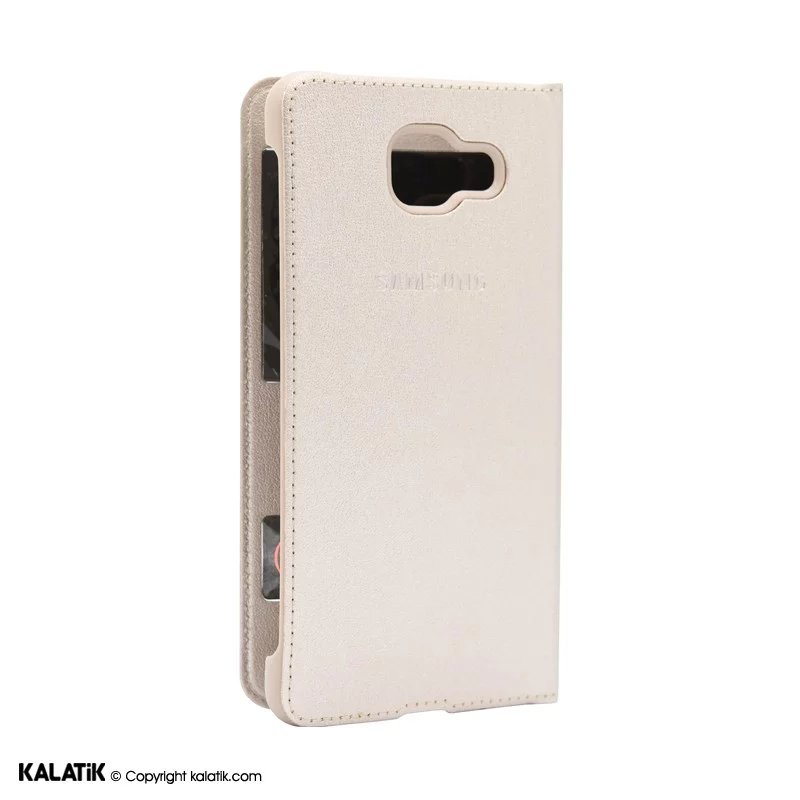 کیف کلاسوری مدل Double View Window مناسب برای گوشی موبایل Samsung A5 2016 طلایی اصالت و سلامت فیزیکی کالا
