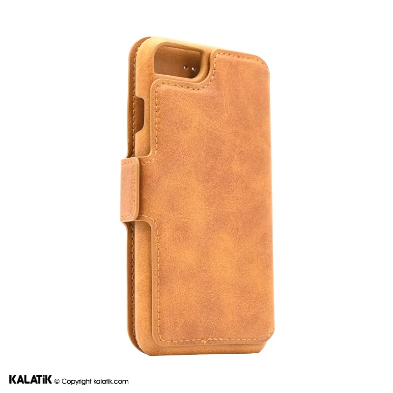 کیف کلاسوری چرمی مناسب برای گوشی موبایل Apple iPhone 8 قهوه ای اصالت و سلامت فیزیکی کالا