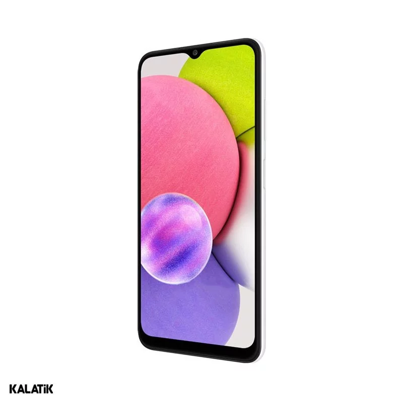 گوشی موبایل سامسونگ مدل Galaxy A03s دو سیم کارت ظرفیت 64/4 گیگابایت سفید 18 ماه گارانتی داریا همراه پایتخت + کد رجیستری