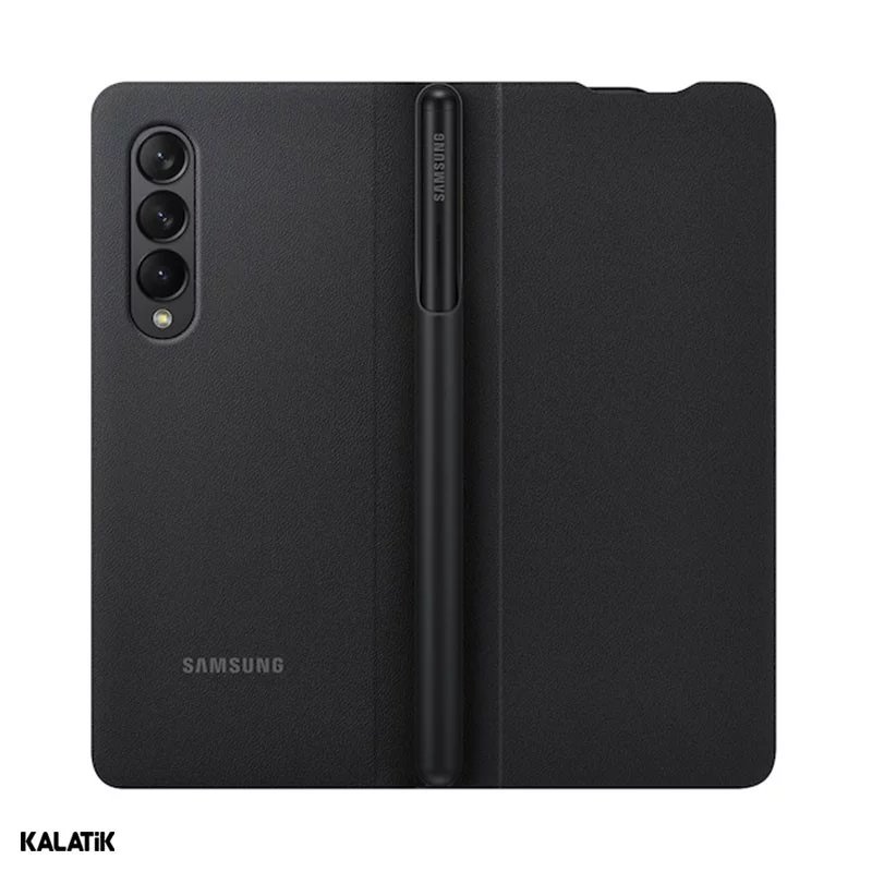 کیف کلاسوری سامسونگ به همراه قلم مناسب برای گوشی Samsung Galaxy Z Fold3 مشکی اصالت و سلامت فیزیکی کالا