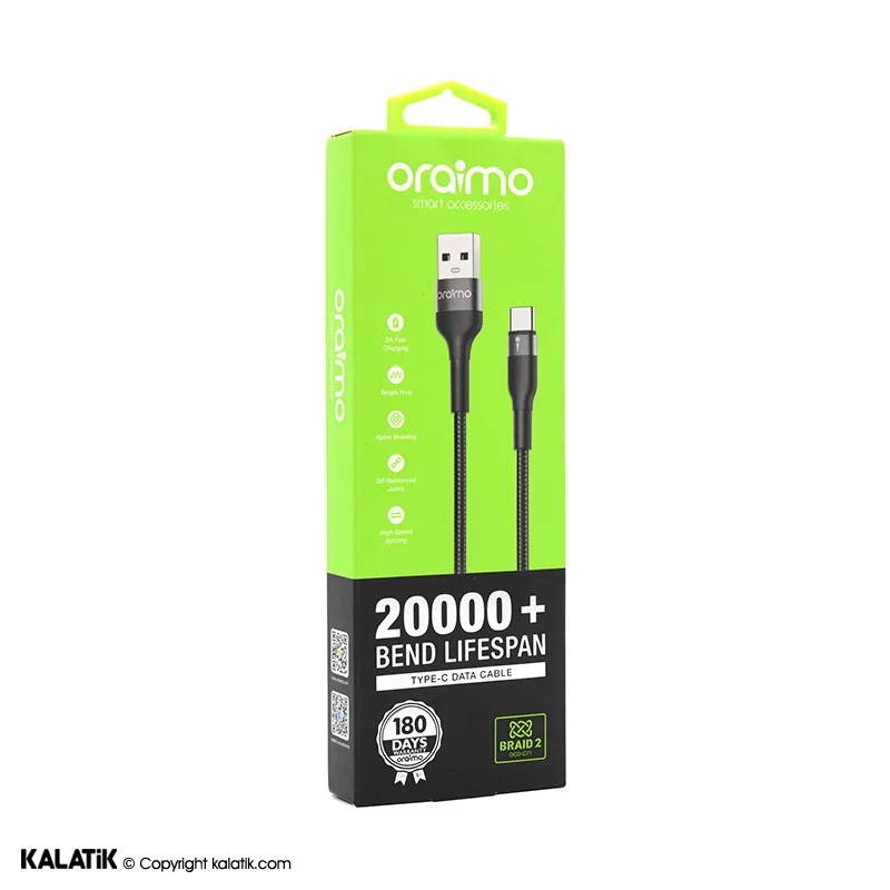 کابل تبدیل USB Type-A به USB Type-C ارایمو Braid 2 مدل OCD-C71 به طول 1 متر