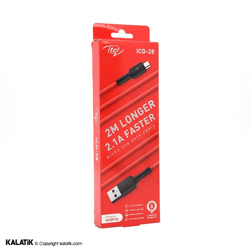 کابل تبدیل USB Type-A به Micro USB ارایمو itel مدل ICD-28 به طول 2 متر