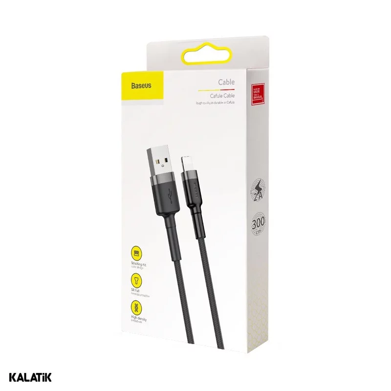 کابل تبدیل USB Type-A به لایتنینگ باسئوس مدل CALKLF-RG1 به طول 3 متر مشکی اصالت و سلامت فیزیکی کالا
