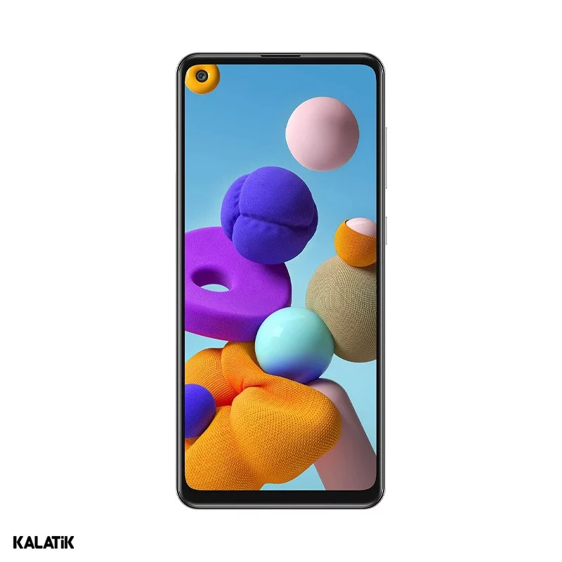 گوشی موبایل سامسونگ مدل Galaxy A21s دو سیم کارت ظرفیت 128/6 گیگابایت نقره ای 18 ماه گارانتی هما تلکام + کد رجیستری