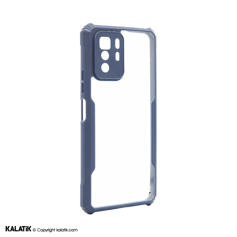 کاور پشت شفاف دور رنگی با محافظ دوربین مناسب برای گوشی موبایل Xiaomi Poco X3 GT سرمه ای اصالت و سلامت فیزیکی کالا