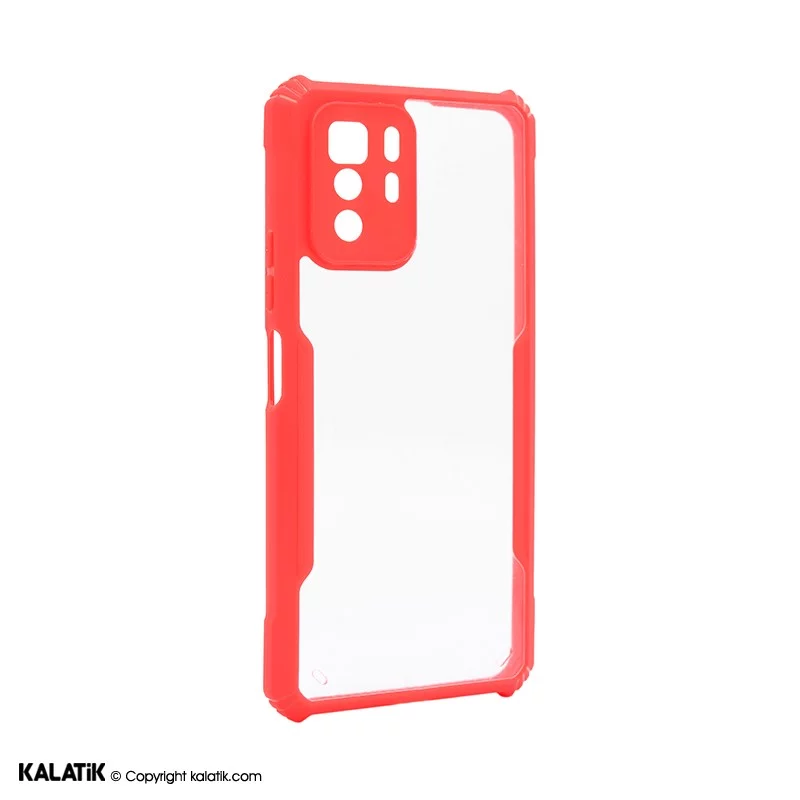 کاور پشت شفاف دور رنگی با محافظ دوربین مناسب برای گوشی موبایل Xiaomi Poco X3 GT قرمز اصالت و سلامت فیزیکی کالا