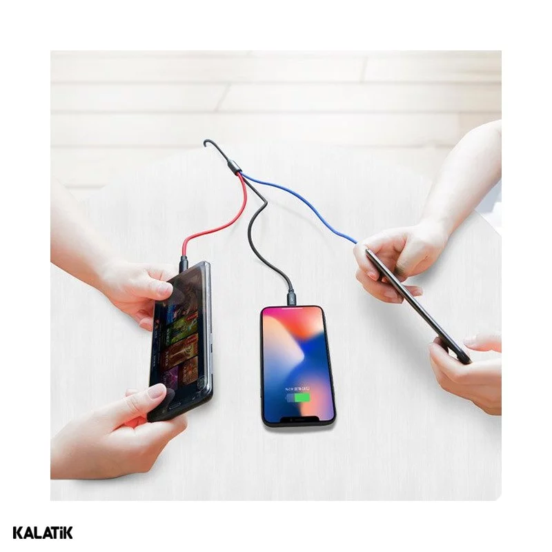 کابل تبدیل Type-A به لایتنینگ/Micro USB/USB Type-C باسئوس مدل CAMLT-ASY01 به طول 30 سانتی متر مشکی اصالت و سلامت فیزیکی کالا