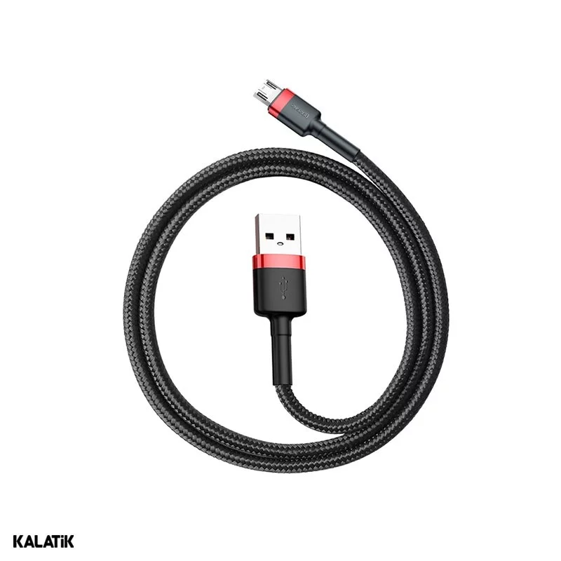 کابل تبدیل USB Type-A به Micro USB باسئوس مدل CAMKLF-H91 به طول 3 متر اصالت و سلامت فیزیکی کالا مشکی - قرمز