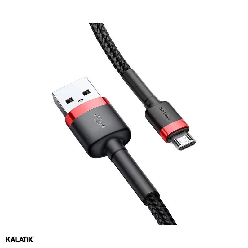 کابل تبدیل USB Type-A به Micro USB باسئوس مدل CAMKLF-H91 به طول 3 متر اصالت و سلامت فیزیکی کالا مشکی - قرمز