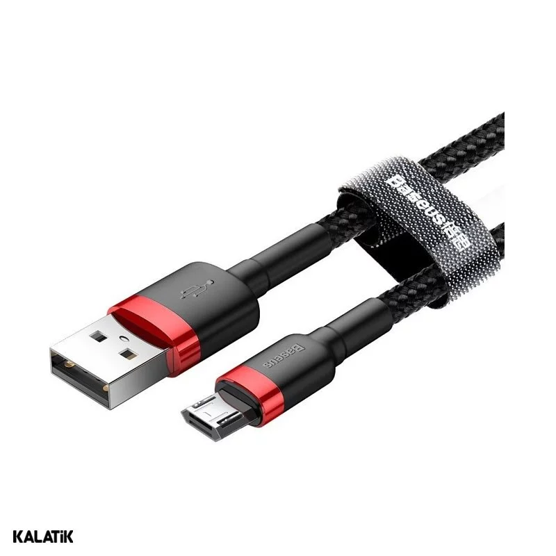 کابل تبدیل USB Type-A به Micro USB باسئوس مدل CAMKLF-H91 به طول 3 متر اصالت و سلامت فیزیکی کالا مشکی - قرمز