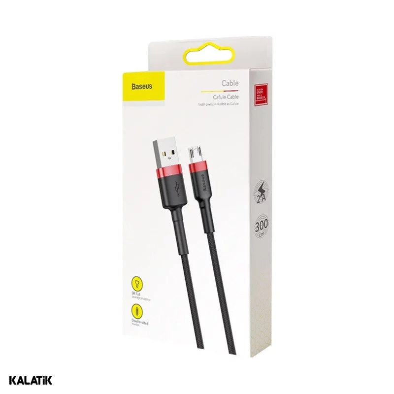 کابل تبدیل USB Type-A به Micro USB باسئوس مدل CAMKLF-H91 به طول 3 متر اصالت و سلامت فیزیکی کالا مشکی - قرمز