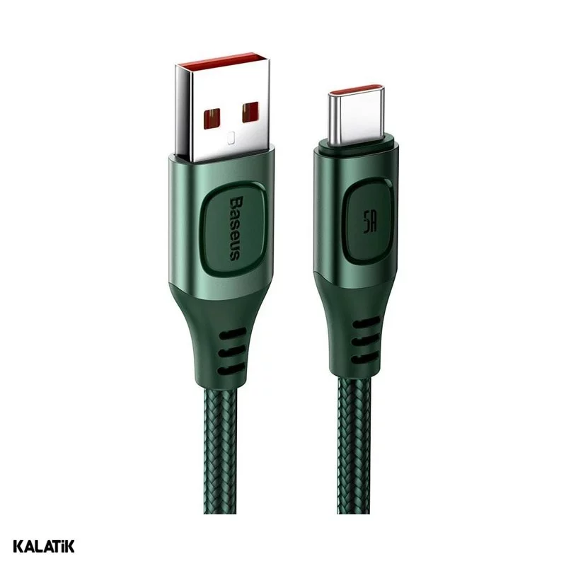 کابل تبدیل USB Type-A به USB Type-C باسئوس مدل CATSS-B06 به طول 2 متر سبز اصالت و سلامت فیزیکی کالا