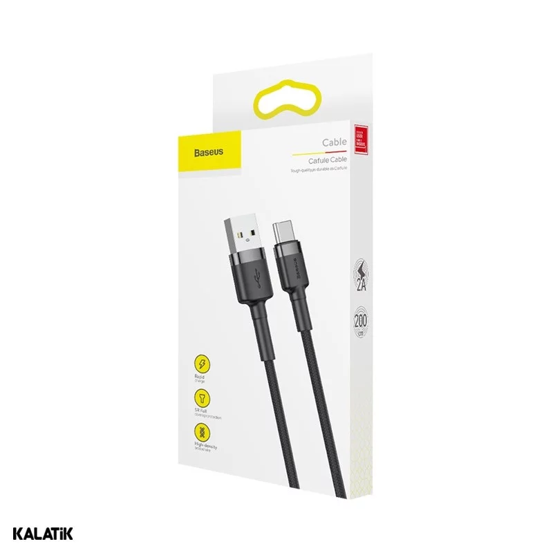 کابل تبدیل USB Type-A به USB Type-C باسئوس Cafule مدل CATKLF-C09/CG1 به طول 2 متر