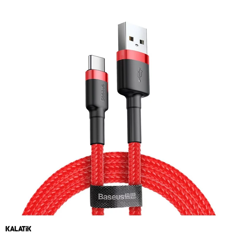 کابل تبدیل USB Type-A به USB Type-C باسئوس Cafule مدل CATKLF-C09/CG1 به طول 2 متر قرمز اصالت و سلامت فیزیکی کالا