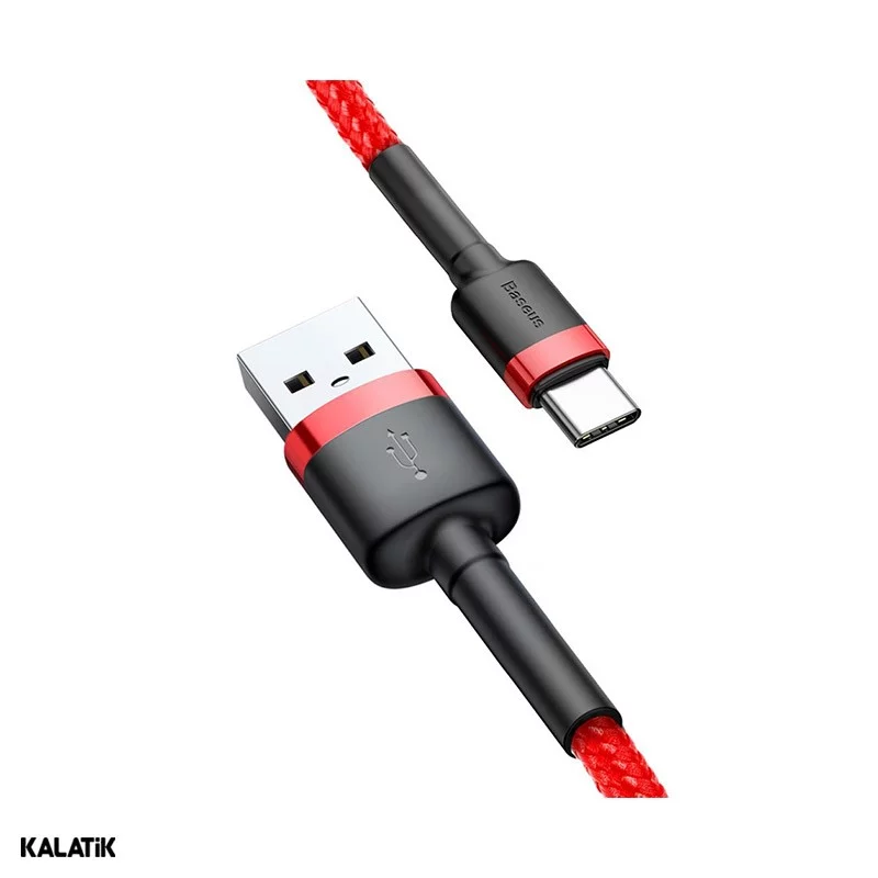 کابل تبدیل USB Type-A به USB Type-C باسئوس Cafule مدل CATKLF-C09/CG1 به طول 2 متر قرمز اصالت و سلامت فیزیکی کالا