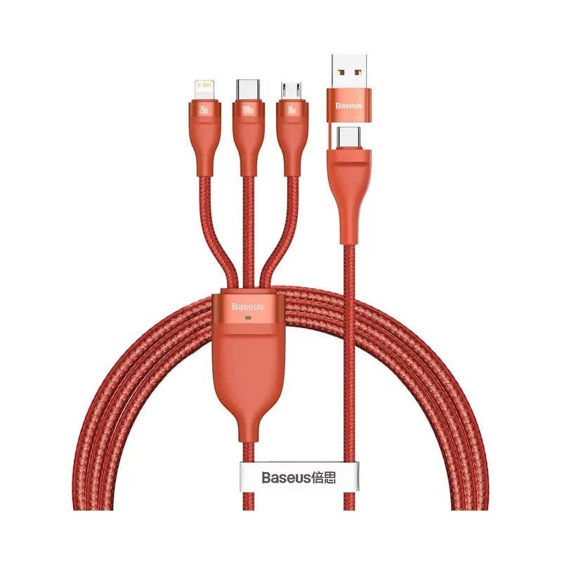 کابل تبدیل Type-A/C به لایتنینگ/Micro USB/USB Type-C باسئوس CA2T3-06/07/G1 به طول 1.2 متر