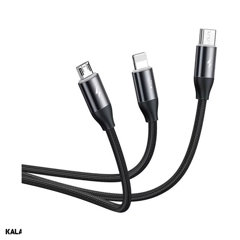 کابل تبدیل USB به لایتنینگ / Micro USB/ / USB Type-C باسئوس مدل CAMLT-FX01 به طول 1 متر اصالت و سلامت فیزیکی کالا مشکی - قرمز