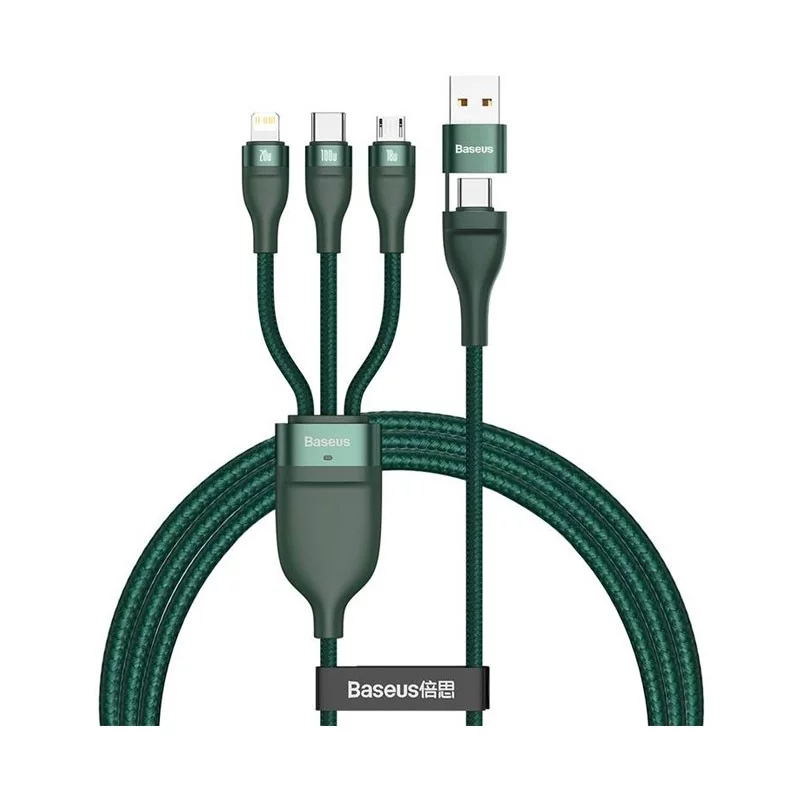 کابل تبدیل Type-A/C به لایتنینگ/Micro USB/USB Type-C باسئوس CA2T3-06/07/G1 به طول 1.2 متر