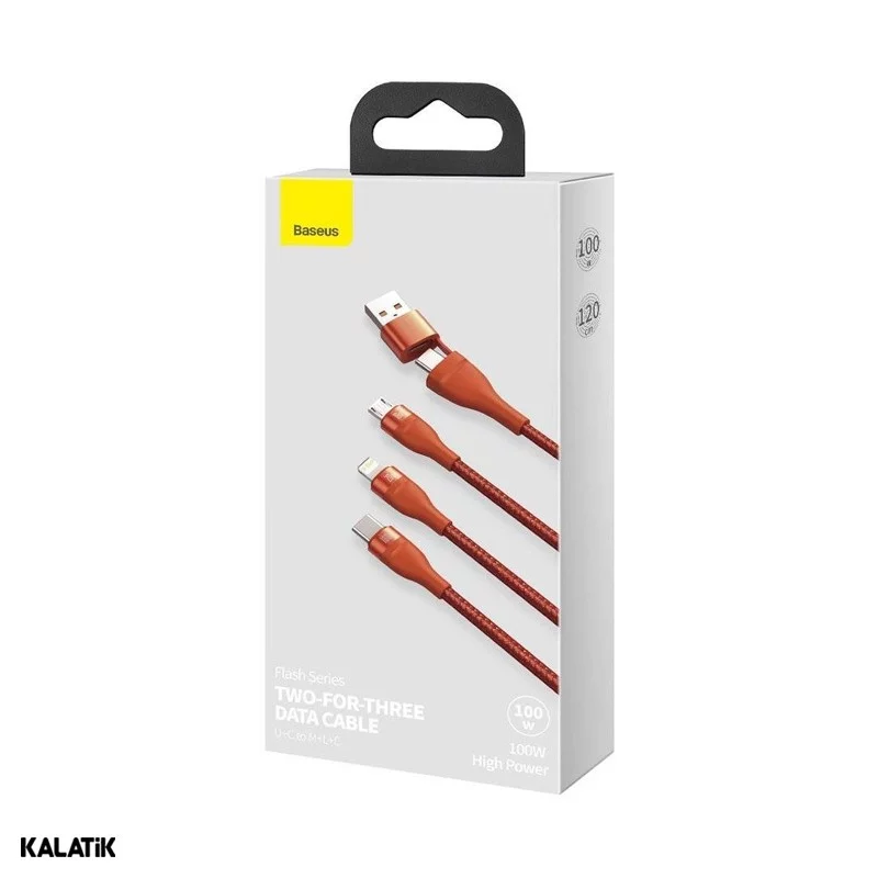کابل تبدیل Type-A/C به لایتنینگ/Micro USB/USB Type-C باسئوس CA2T3-06/07/G1 به طول 1.2 متر