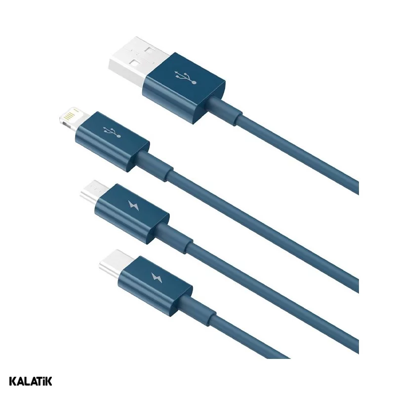 کابل تبدیل Type-A به لایتنینگ/Micro USB/USB Type-C باسئوس Superior Series مدل CAMLTYS-02/03 به طول 1.5 متر
