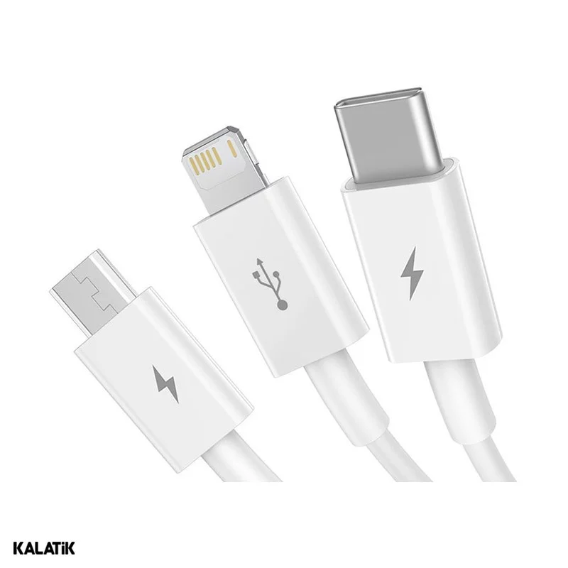 کابل تبدیل Type-A به لایتنینگ/Micro USB/USB Type-C باسئوس Superior Series مدل CAMLTYS-02/03 به طول 1.5 متر