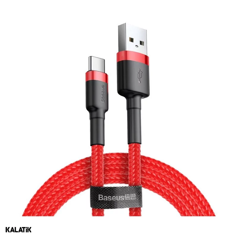 کابل تبدیل USB Type-A به USB Type-C باسئوس Cafule مدل CATKLF-UG1/U09 به طول 3 متر قرمز اصالت و سلامت فیزیکی کالا