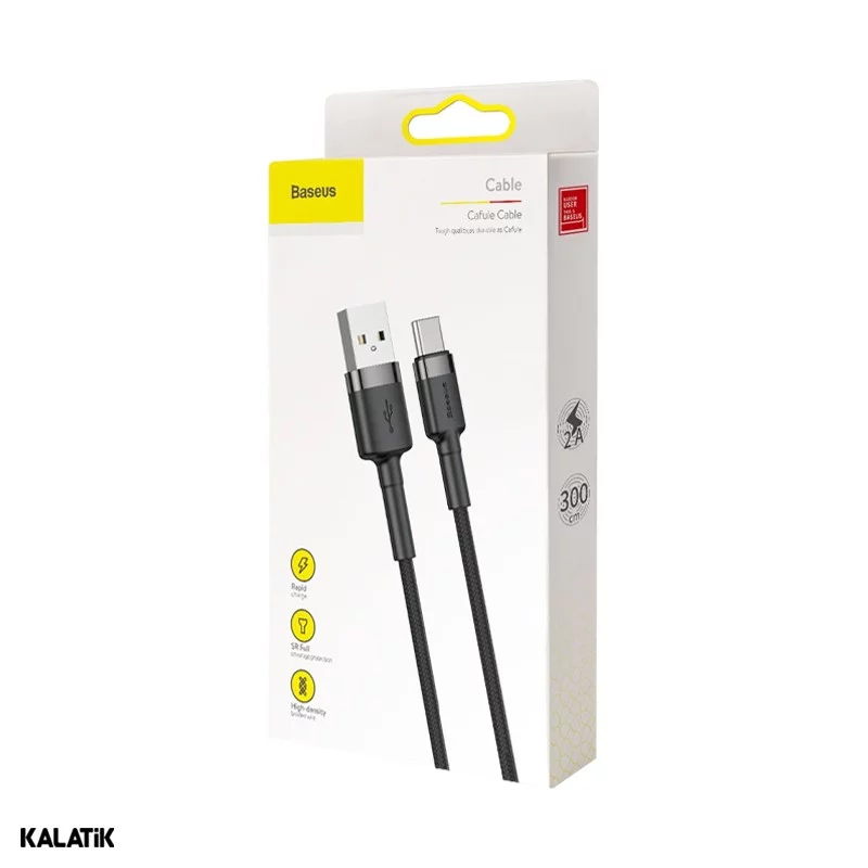 کابل تبدیل USB Type-A به USB Type-C باسئوس Cafule مدل CATKLF-UG1/U09 به طول 3 متر قرمز اصالت و سلامت فیزیکی کالا