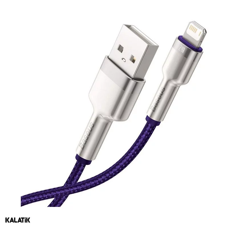 کابل تبدیل USB Type-A به لایتنینگ باسئوس Cafule Series مدل CALJK-A01/A02/A05 به طول 1 متر بنفش اصالت و سلامت فیزیکی کالا
