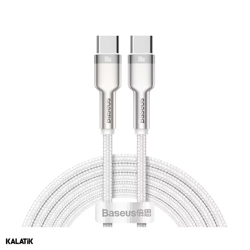 کابل تبدیل USB Type-C به USB Type-C باسئوس مدل CATJK-C01/C02 به طول 1 متر سفید اصالت و سلامت فیزیکی کالا