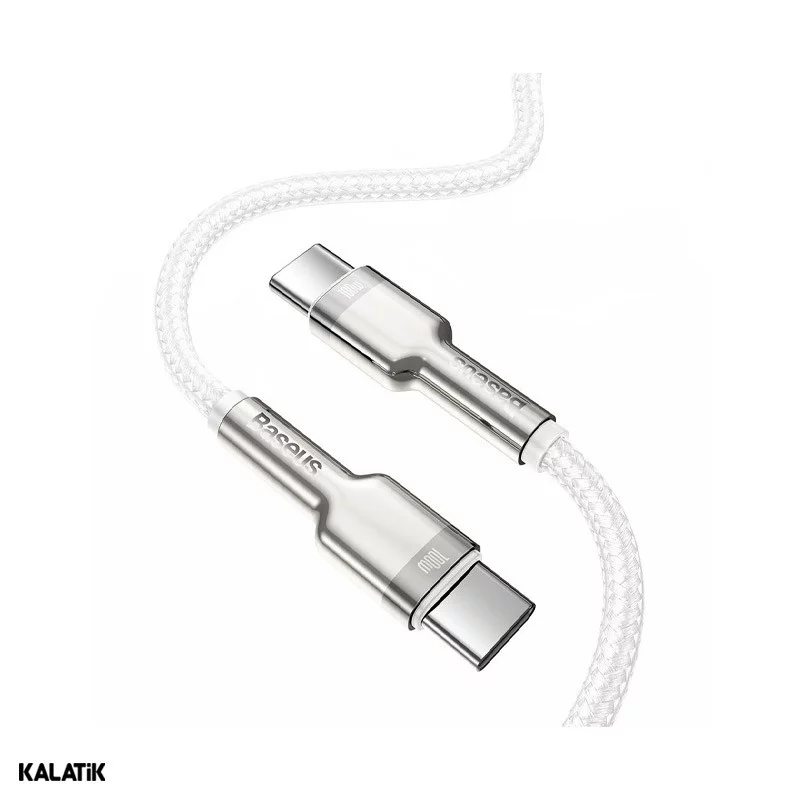 کابل تبدیل USB Type-C به USB Type-C باسئوس مدل CATJK-C01/C02 به طول 1 متر سفید اصالت و سلامت فیزیکی کالا