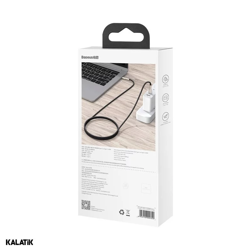 کابل تبدیل USB Type-C به USB Type-C باسئوس مدل CATJK-C01/C02 به طول 1 متر مشکی اصالت و سلامت فیزیکی کالا