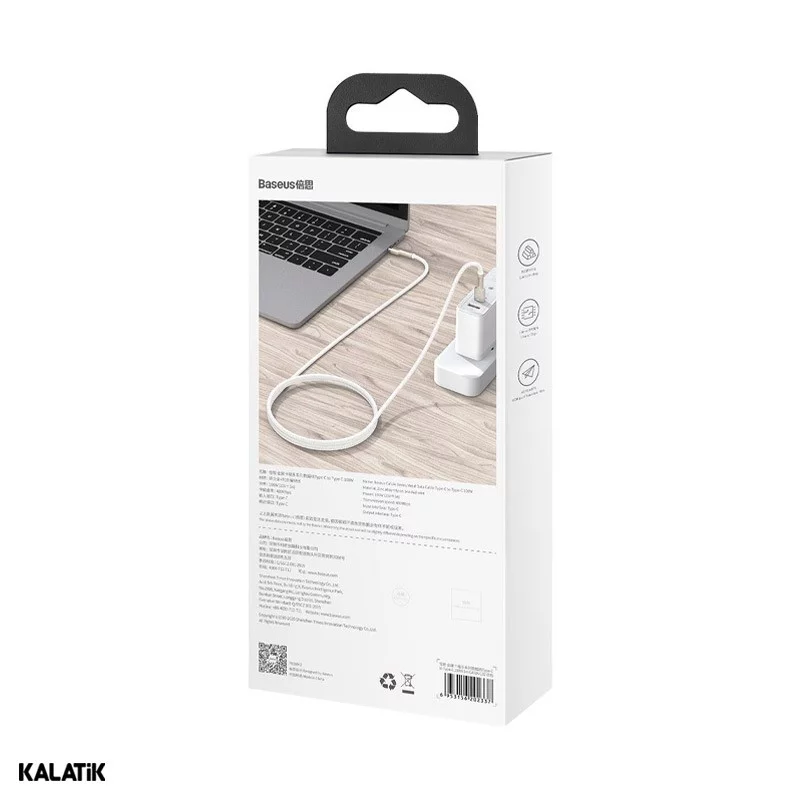 کابل تبدیل USB Type-C به USB Type-C باسئوس مدل CATJK-D01/D02 به طول 2 متر مشکی اصالت و سلامت فیزیکی کالا