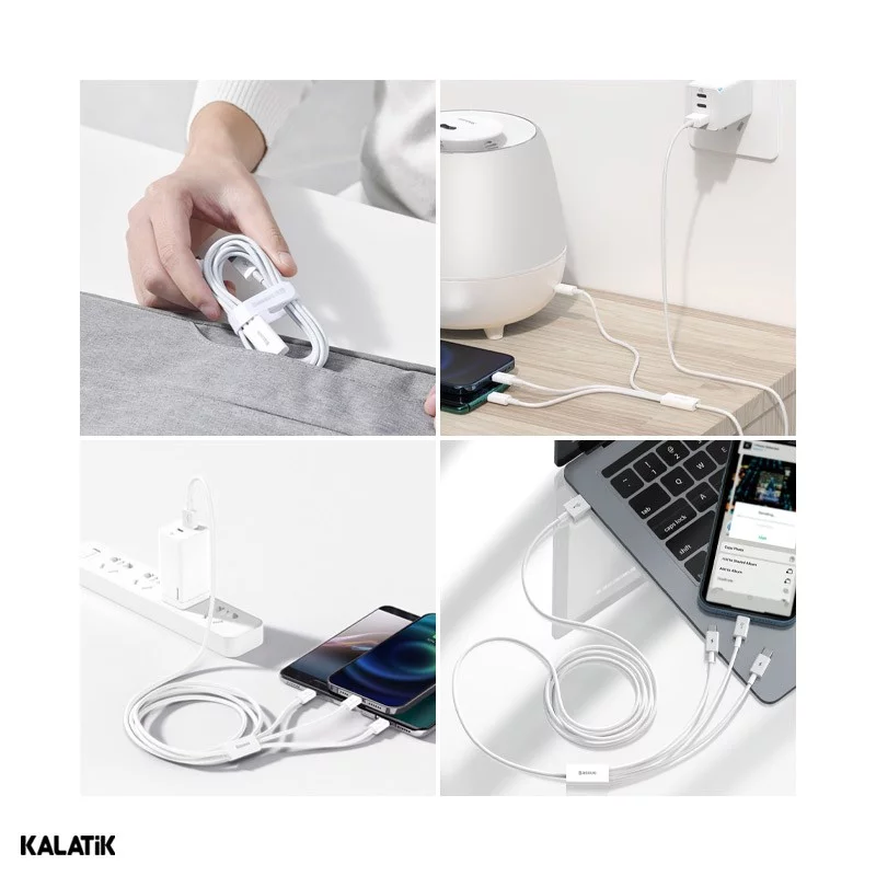 کابل تبدیل Type-A به لایتنینگ/Micro USB/USB Type-C باسئوس Superior Series مدل CAMLTYS-02/03 به طول 1.5 متر سرمه ای اصالت و سلامت فیزیکی کالا