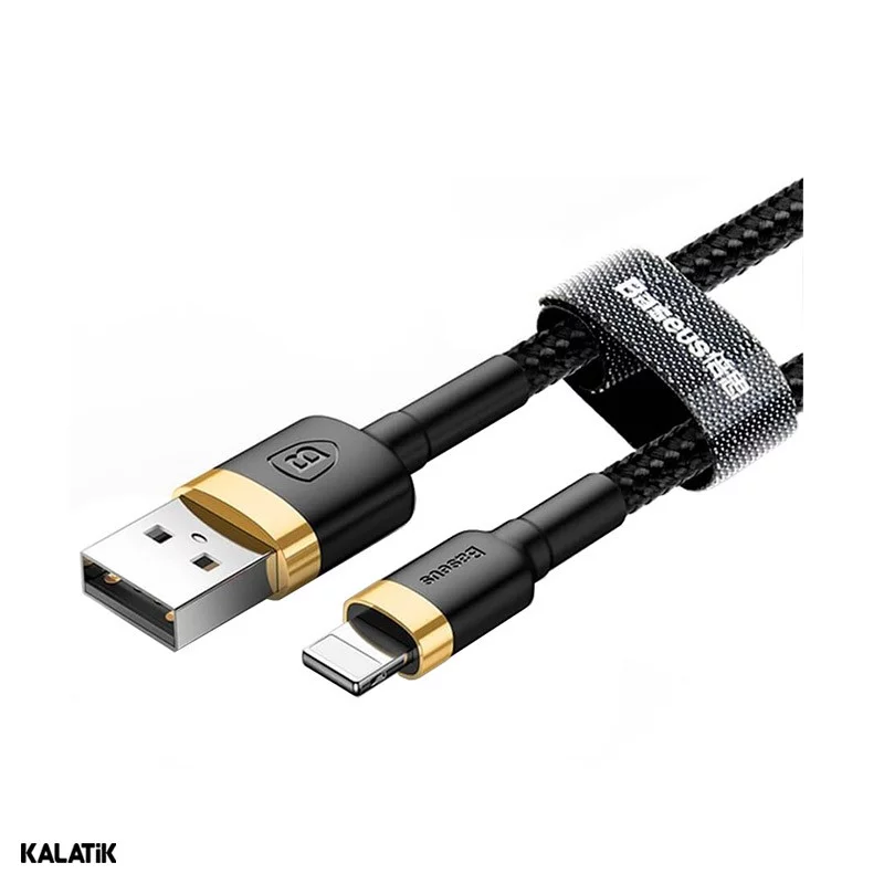 کابل تبدیل USB Type-A به لایتنینگ باسئوس Cafule مدل CALKLF-BV1 به طول 1 متر اصالت و سلامت فیزیکی کالا مشکی - طلایی