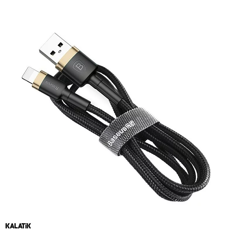کابل تبدیل USB Type-A به لایتنینگ باسئوس Cafule مدل CALKLF-BV1 به طول 1 متر اصالت و سلامت فیزیکی کالا مشکی - طلایی
