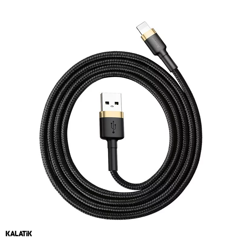 کابل تبدیل USB Type-A به لایتنینگ باسئوس Cafule مدل CALKLF-BV1 به طول 1 متر اصالت و سلامت فیزیکی کالا مشکی - طلایی