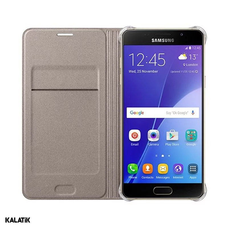 کیف کلاسوری طرح چرم مدل Flip Cover برای گوشی موبایل Samsung Galaxy A5 طلایی اصالت و سلامت فیزیکی کالا