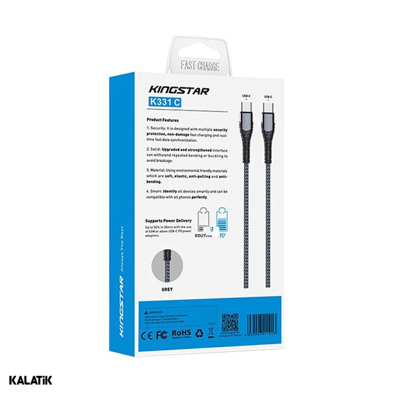 کابل تبدیل USB Type-C به USB Type-C کینگ استار مدل K331C به طول 1 متر