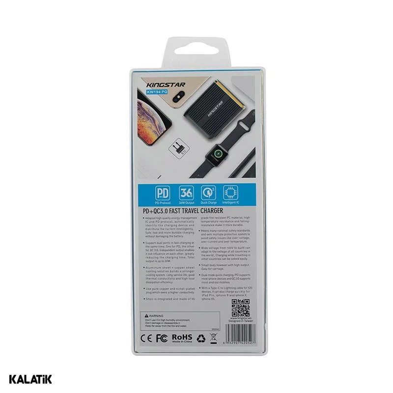 شارژر دیواری 36W کینگ استار مدل KW194PQ