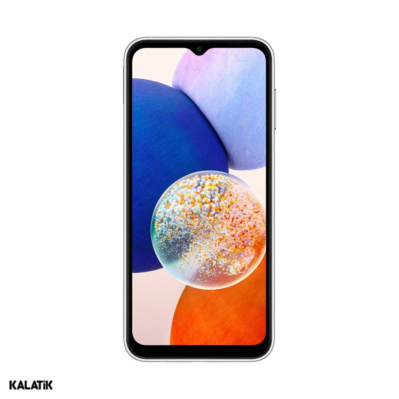 گوشی موبایل سامسونگ مدل Galaxy A14 دو سیم کارت ظرفیت 128_6 گیگابایت نقره ای روبرو