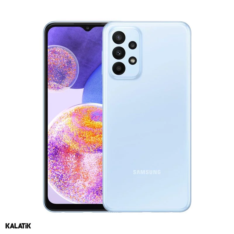 گوشی موبایل سامسونگ مدل Galaxy A23 دو سیم کارت ظرفیت 64_4 گیگابایت - آبی روشن نمای پشت و جلو