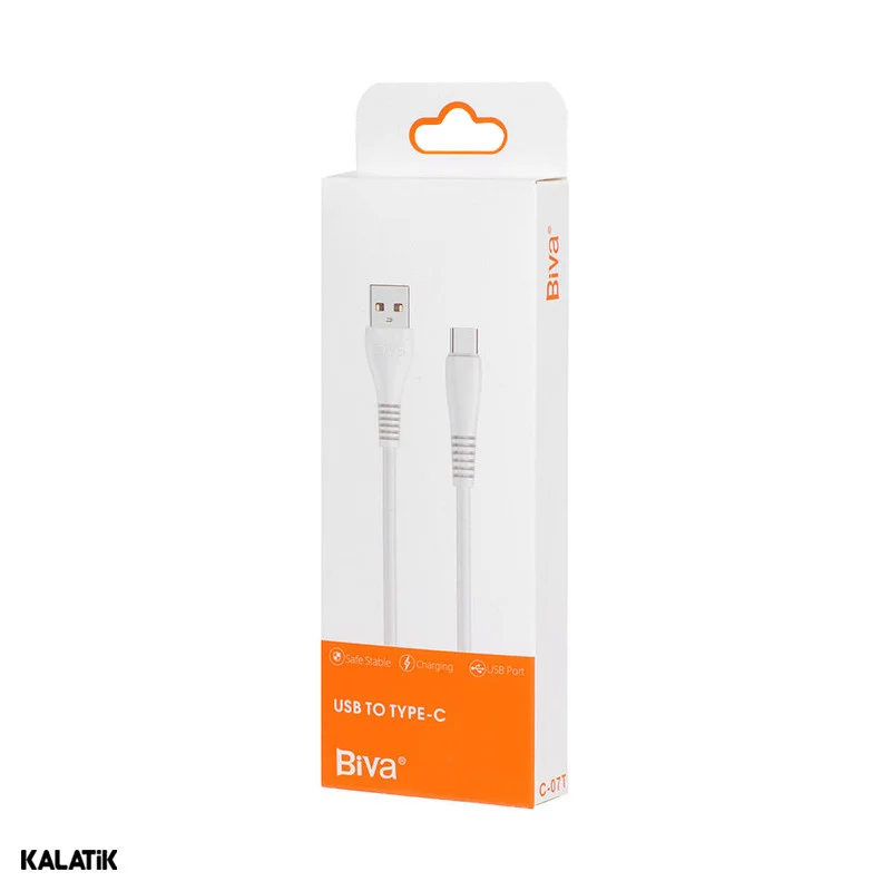 کابل تبدیل USB-A به USB-C بیوا مدل C-07T به طول 1 متر