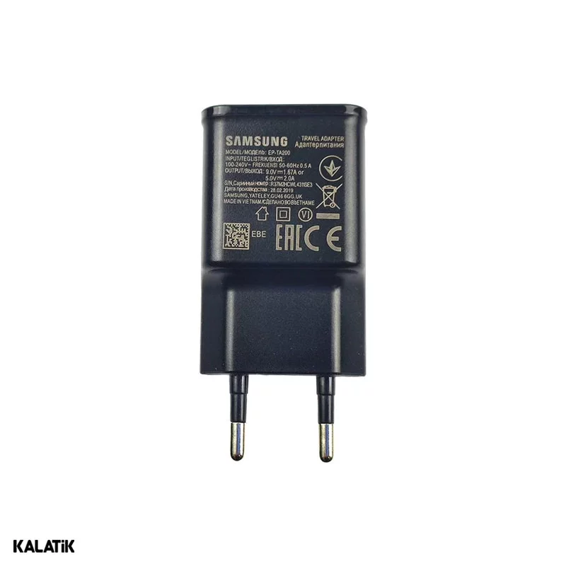 شارژر دیواری 15W سامسونگ S10 RFT مدل EP-TA200 فست تک پورت دو پین بسته 10 عددی-شارسل